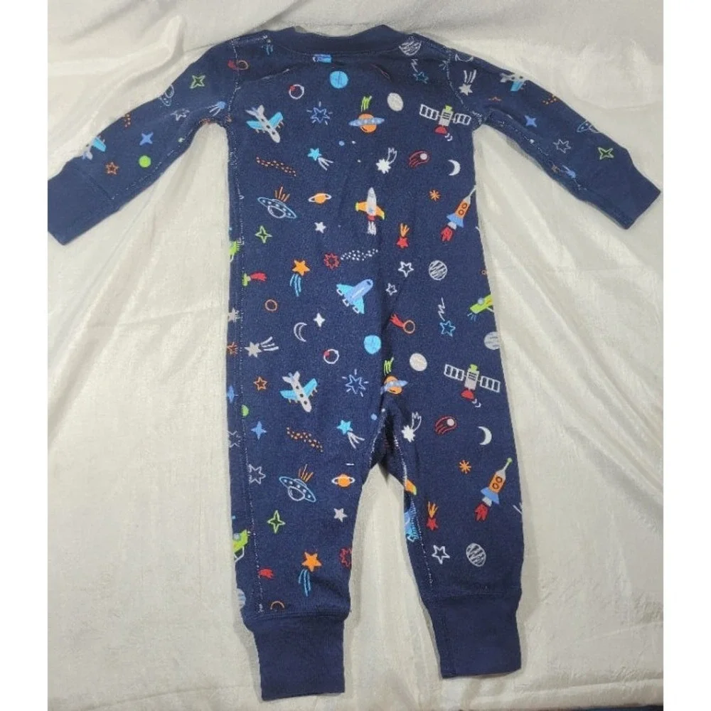 Hanna Anderson Moon and Back 1pc Sleeper Romper Pajamas - Blue - 3-6 Months